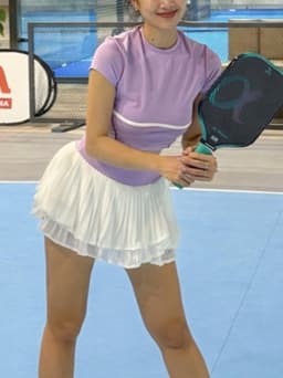 Đồ Tập Pickleball Nữ UYNSPORTY Áo Croptop Tay Ngắn Phối Màu, Chân Váy Mini, Bộ Đồ Pickleball Nữ 7