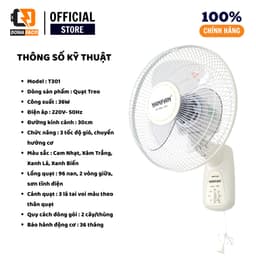 Quạt treo tường 1 dây yanfan t301 36W B3 30cm, 3 tốc độ gió mạnh tiết kiệm đIện bảo hành 36 tháng 3
