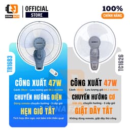 Quạt treo tường điều khiển từ xa Senko TR1683 có remote, hẹn giờ tắt chính hãng bảo hành 24 tháng 3