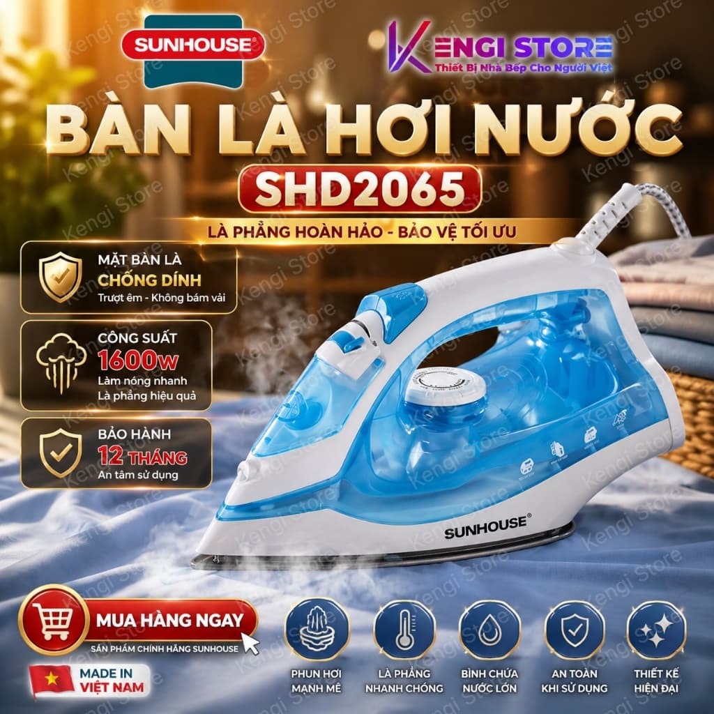 [Freeship Toàn Quốc] Bàn Là Ủi Hơi Nước Sunhouse SHD2065 - Bảo Hành Toàn Quốc 12 Tháng