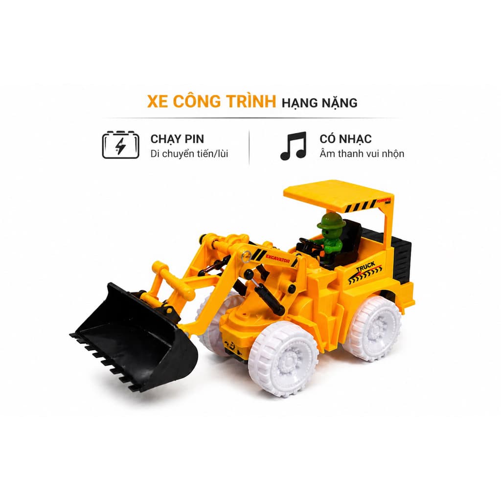 🚜 XE CÔNG TRÌNH MÁY XÚC  CHO BÉ 🚜 👉 Đồ chơi vận hành cơ – xoay gầu linh hoạt, bé chơi cực thích