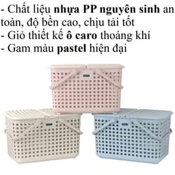 Làn Đi Sinh Việt Nhật 2608, Giỏ Đựng Đồ Em Bé Có Nắp Nhựa Bền Đẹp, Dễ Mang Theo - DOMUS 2