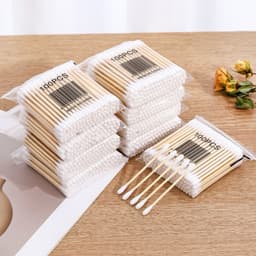 Combo 5 Gói Bông Tăm Ngoáy Tai Thân Gỗ Gói • 100, [SL Thực 90 - 95] Tăm Bông 2 Đầu, Que Gỗ Thân Thiện Tiện Lợi 1