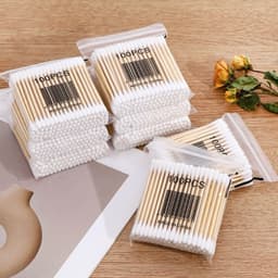 Combo 5 Gói Bông Tăm Ngoáy Tai Thân Gỗ Gói • 100, [SL Thực 90 - 95] Tăm Bông 2 Đầu, Que Gỗ Thân Thiện Tiện Lợi 3
