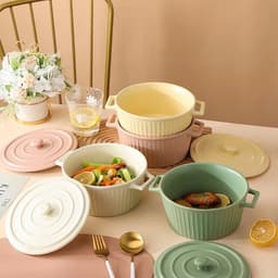 Bát tô sứ có nắp màu pastel cao cấp. Tô sứ ăn mì có nắp đậy giữ nhiệt phong cách Hàn Quốc decor sang trọng - Majehome 5