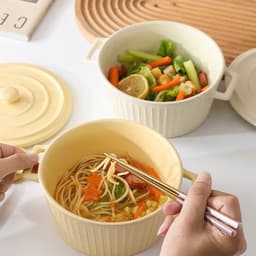 Bát tô sứ có nắp màu pastel cao cấp. Tô sứ ăn mì có nắp đậy giữ nhiệt phong cách Hàn Quốc decor sang trọng - Majehome 3