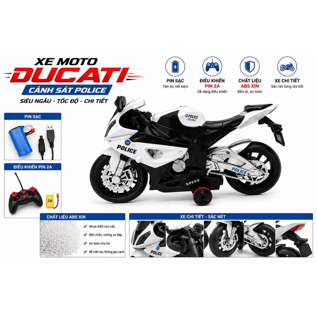 Xe moto điều khiển từ xa 1:16 pin sạc tiện lợi