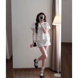 Áo babydoll cổ sen KENCO phối bèo xinh tay phồng - M9966 9