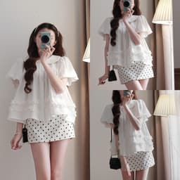 Áo babydoll cổ sen KENCO phối bèo xinh tay phồng - M9966 6