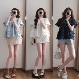 Áo babydoll cổ sen KENCO phối bèo xinh tay phồng - M9966 5