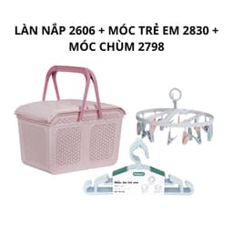 Làn Nhựa Việt Nhật 2606, Giỏ Đựng Đồ Sơ Sinh Có Nắp Mở, Dùng Đi Sinh Tiện Lợi, Thoáng Khí - TDH 6