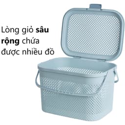 Giỏ Hokori 2610 Việt Nhật, Làn Đi Sinh Có Nắp, Quai Xách Đựng Đồ Mẹ Và Bé, Nhựa Đan Cao Cấp - DOMUS 2