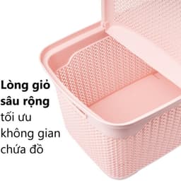Giỏ Đựng Đồ Cho Bé 2609 Việt Nhật, Làn Đi Sinh Nhựa Mây Có Nắp Đựng Quần Áo Sơ Sinh - DOMUS 3