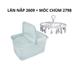 Giỏ Đựng Đồ Cho Bé 2609 Việt Nhật, Làn Đi Sinh Nhựa Mây Có Nắp Đựng Quần Áo Sơ Sinh - DOMUS 8