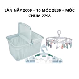 Giỏ Đựng Đồ Cho Bé 2609 Việt Nhật, Làn Đi Sinh Nhựa Mây Có Nắp Đựng Quần Áo Sơ Sinh - DOMUS 6