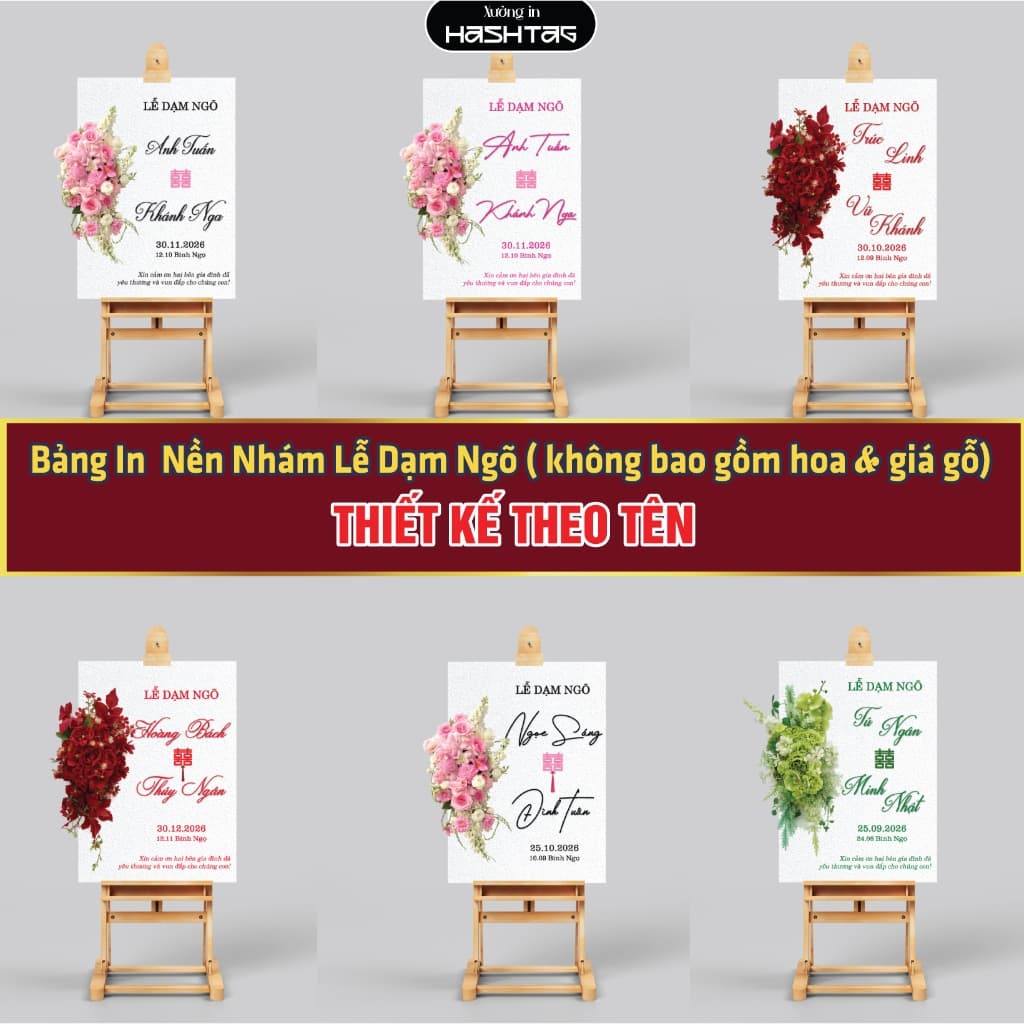 [Bảng In Nền Nhám] Bảng  In Nền Nhám, Bảng Welcome Lễ Dạm Ngõ, Đám Cưới, Ăn Hỏi In Tên Theo Yêu Cầu Trang Trí Buổi Lễ