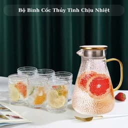 Bình Nước Thủy Tinh Chịu Nhiệt Bình Thủy Tinh Đựng Nước Để Bàn Bộ Cốc Thủy Tinh Dung Tích 1,8l Hàng Nhập Khẩu 2