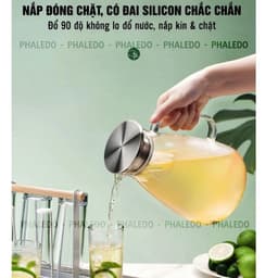 Bình Nước Thủy Tinh Chịu Nhiệt Bình Thủy Tinh Đựng Nước Để Bàn Bộ Cốc Thủy Tinh Dung Tích 1,8l Hàng Nhập Khẩu 8