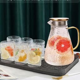 Bình Nước Thủy Tinh Chịu Nhiệt Bình Thủy Tinh Đựng Nước Để Bàn Bộ Cốc Thủy Tinh Dung Tích 1,8l Hàng Nhập Khẩu 1
