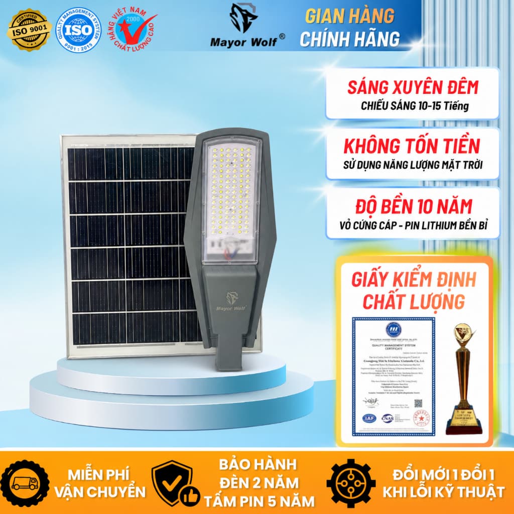 Đèn Công Trình Tấm Năng Lượng Mặt Trời 60W Pin 60000mAh 100 LED 5730 Cảm Biến Ánh Sáng Chiếu Sáng Sân Vườn Công Trình