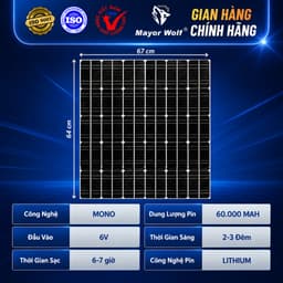 Đèn Công Trình Tấm Năng Lượng Mặt Trời 60W Pin 60000mAh 100 LED 5730 Cảm Biến Ánh Sáng Chiếu Sáng Sân Vườn Công Trình 3