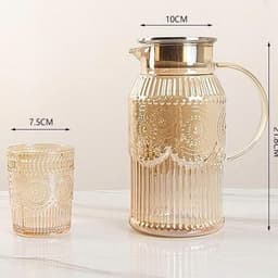 Bộ Bình Nước Thủy Tinh Chịu Nhiệt Bộ Bình Cốc Có Thể Đun Trên Bếp Dung Tích 1,8l Họa Tiết Mặt Trời 6