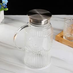 Bộ Bình Nước Thủy Tinh Chịu Nhiệt Bộ Bình Cốc Có Thể Đun Trên Bếp Dung Tích 1,8l Họa Tiết Mặt Trời 8