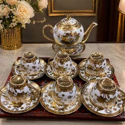 Bộ Ấm Tách Trà Hoàng Gia Cao Cấp Bộ 1 Bình Trà 6 Ly Kèm Đĩa Phong Cách Bắc Âu  M53 1