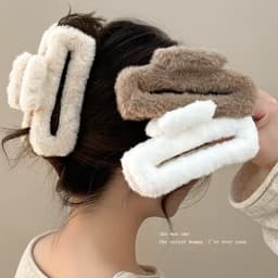 Kẹp Tóc Lông Bông Hàn Quốc Siêu Xinh – Kẹp Càng Cua Bản To Giữ Tóc Chắc, Phối Outfit Mùa Đông 2