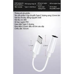 [Xả Hàng] Jack Chuyển Đổi Tai Nghe Type C Sang Jack 3.5 mm Hỗ Trợ Các Dòng Android 4