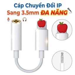 Cáp Chuyển Đổi Tai Nghe Cổng 3.5mm Sang Đuôi Dẹp Cho IP, Không Cần Bluetooth, Âm Thanh Chuẩn, Kết Nối Nhanh 1