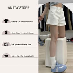 Quần Short Jean Nữ Form Suông Lưng Cao Co Giãn AN TÂY #7451– Quần Bò Ngắn Che Khuyết Điểm Trắng/Xanh 8