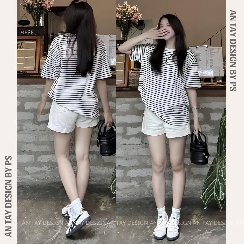 Quần Short Jean Nữ Form Suông Lưng Cao Co Giãn AN TÂY #7451– Quần Bò Ngắn Che Khuyết Điểm Trắng/Xanh