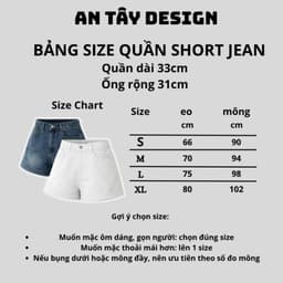 Quần Short Jean Nữ Form Suông Lưng Cao Co Giãn AN TÂY #7451– Quần Bò Ngắn Che Khuyết Điểm Trắng/Xanh 3