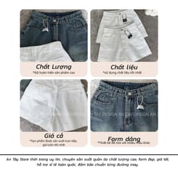 Quần Short Jean Nữ Form Suông Lưng Cao Co Giãn AN TÂY #7451– Quần Bò Ngắn Che Khuyết Điểm Trắng/Xanh 9