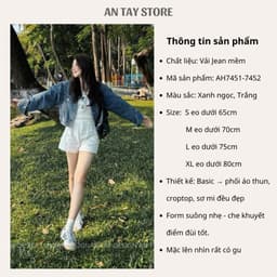 Quần Short Jean Nữ Form Suông Lưng Cao Co Giãn AN TÂY #7451– Quần Bò Ngắn Che Khuyết Điểm Trắng/Xanh 7