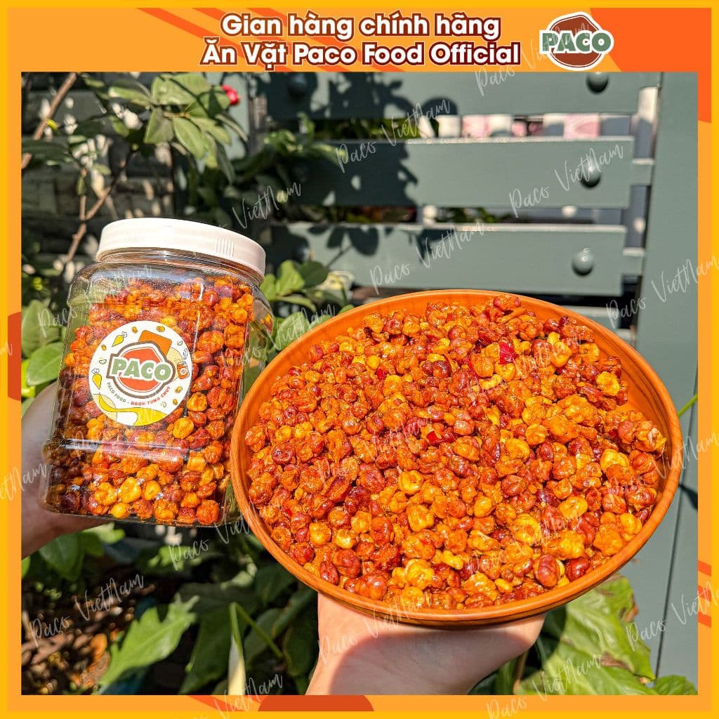 bắp ngô nếp nương sấy giòn mắm tỏi Paco Food hủ 400g-ăn vặt snacsk mới