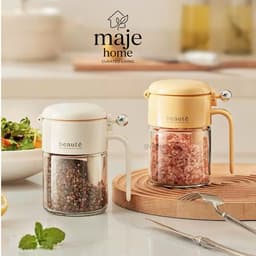 Hũ đựng gia vị thuỷ tinh kèm thìa. Hũ đựng muối, đường, tiêu cao cấp có tay cầm tiện lợi - Majehome 1