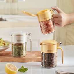 Hũ đựng gia vị thuỷ tinh kèm thìa. Hũ đựng muối, đường, tiêu cao cấp có tay cầm tiện lợi - Majehome 3