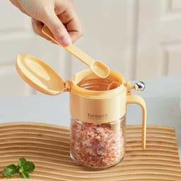 Hũ đựng gia vị thuỷ tinh kèm thìa. Hũ đựng muối, đường, tiêu cao cấp có tay cầm tiện lợi - Majehome 5