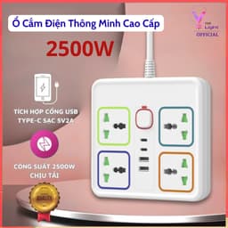 Ổ cắm điện đa năng cao cấp 2500W, Dây dài cổng USB, chống giật an toàn tiện lợi 1