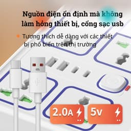 Ổ cắm điện đa năng cao cấp 2500W, Dây dài cổng USB, chống giật an toàn tiện lợi 3