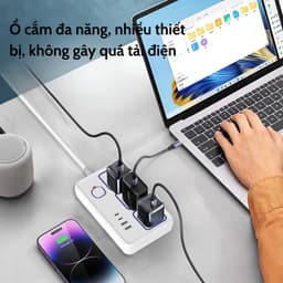 Ổ cắm điện đa năng thông minh 2500W, cổng USB, Type-C dây dài chống giật an toàn 2