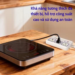 Ổ cắm điện đa năng thông minh 2500W, cổng USB, Type-C dây dài chống giật an toàn 5