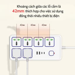 Ổ cắm điện đa năng thông minh cao cấp 2500W, tích hợp cổng USB, Type-C chống giật an toàn 2