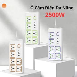 Ổ cắm điện đa năng thông minh cao cấp 2500W, tích hợp cổng USB, Type-C chống giật an toàn 6