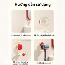 Giá treo máy sấy tóc gắn tường có hít chắc chắn. Kệ treo máy sấy nhà tắm chịu lực tốt - Majehome 3
