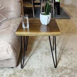Bàn Gỗ Xà Cừ Tự Nhiên Hình Vuông Kèm Chân Sắt - Xưởng Mộc Maido 2