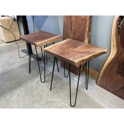 Bàn Gỗ Xà Cừ Tự Nhiên Hình Vuông Kèm Chân Sắt - Xưởng Mộc Maido 3