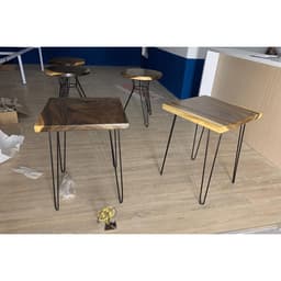 Bàn Gỗ Xà Cừ Tự Nhiên Hình Vuông Kèm Chân Sắt - Xưởng Mộc Maido 5